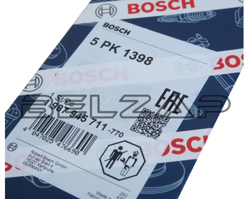 Ремень приводной поликлиновой 5PK1397 CHEVROLET Cruze (13-) OPEL Astra (10-), 1987945711, BOSCH, арт. 1987945711